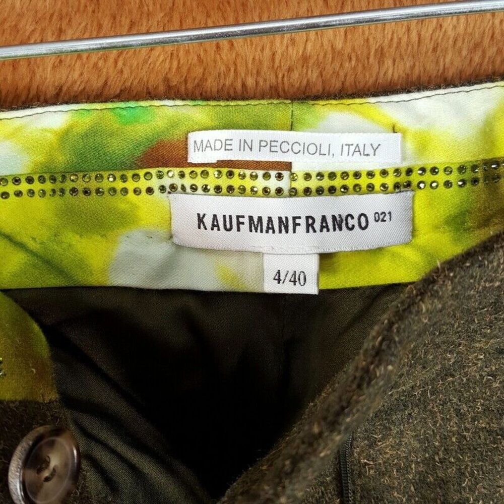 KAUFMAN FRANCO Pants Womens Size 4 Green Tweed Bootcut Slit Ankle Trouser SHELLY - Picture 2 of 9